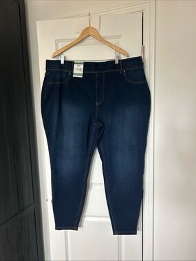 Terra & Sky Women's Plus High Rise Skinny Jegging, Size 3x Dark Wash NWT